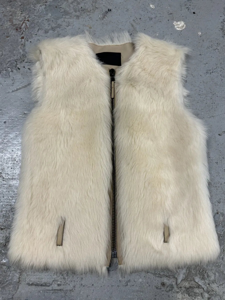 Prada Fur Creamy White Fur Leather Vest AGTQceH 0