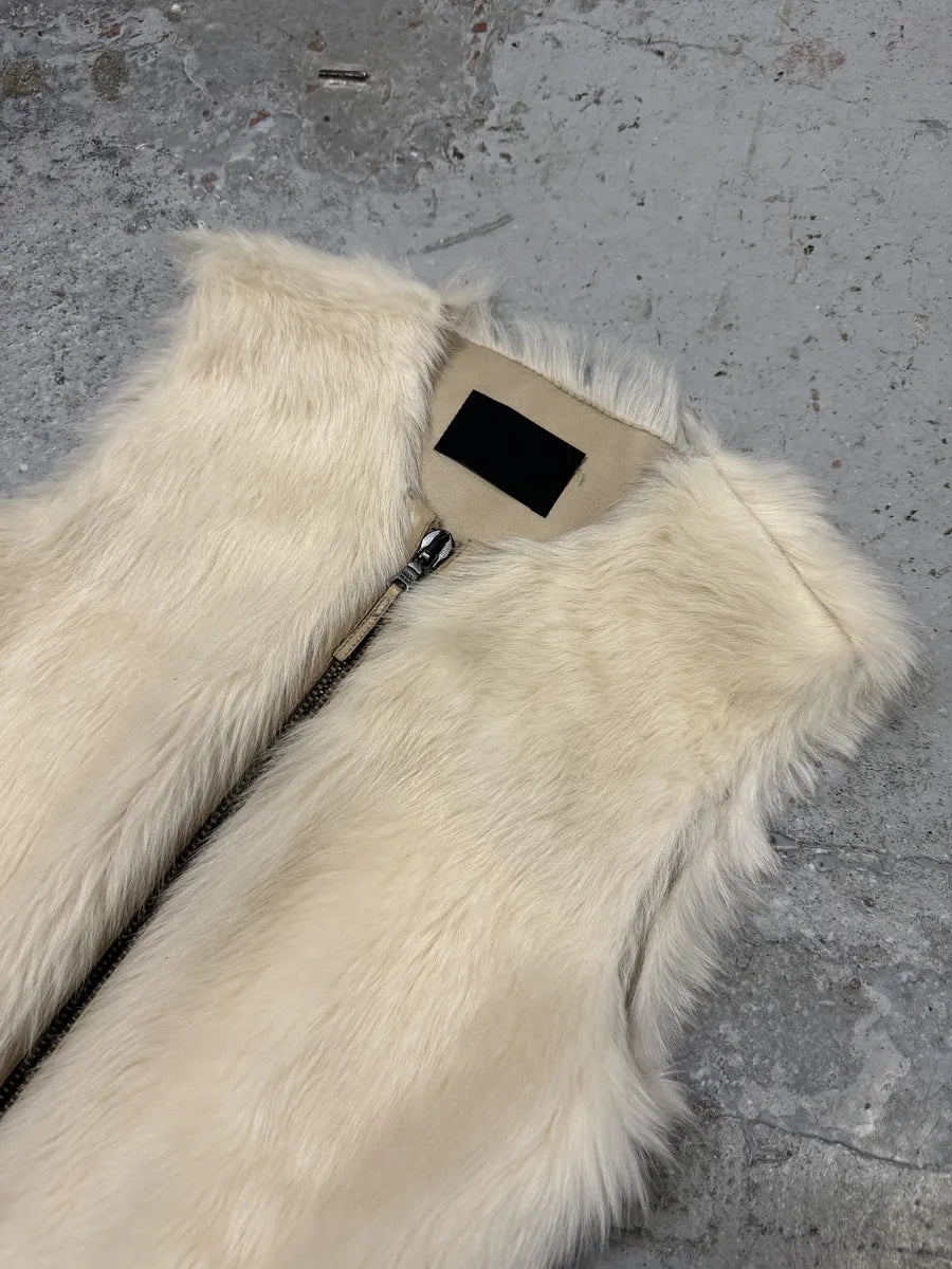 Prada Fur Creamy White Fur Leather Vest AGTQceH 1