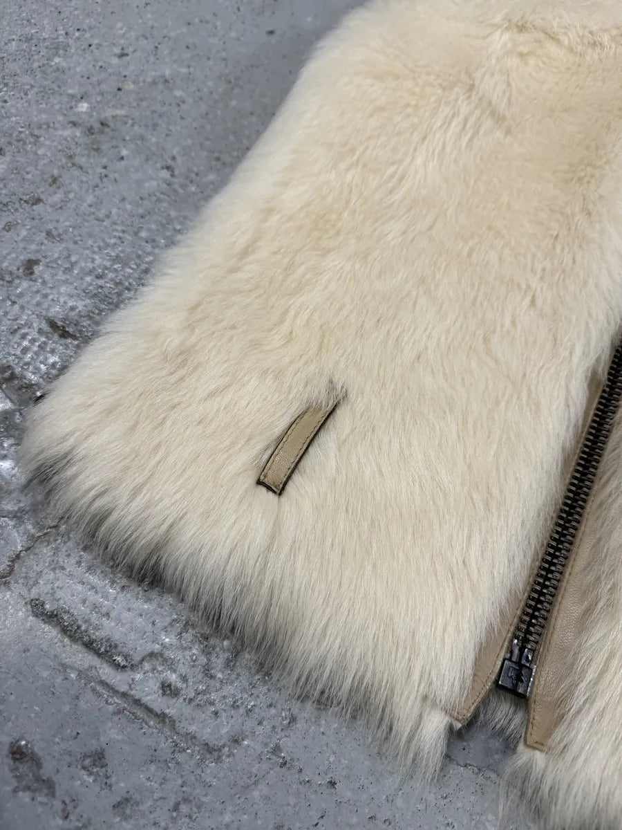 Prada Fur Creamy White Fur Leather Vest AGTQceH 12
