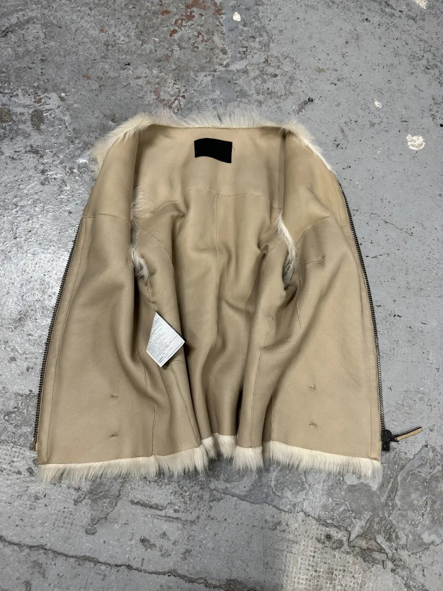 Prada Fur Creamy White Fur Leather Vest AGTQceH 3
