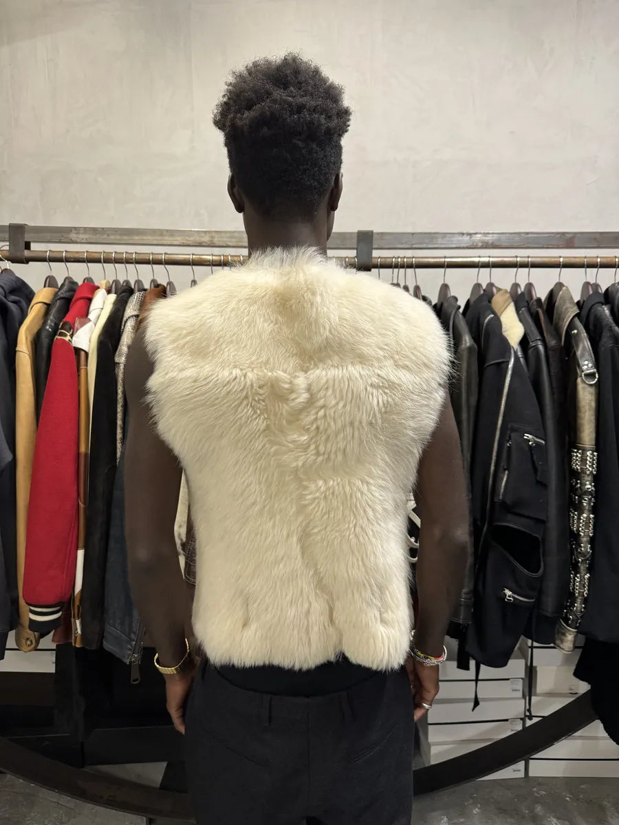 Prada Fur Creamy White Fur Leather Vest AGTQceH 5
