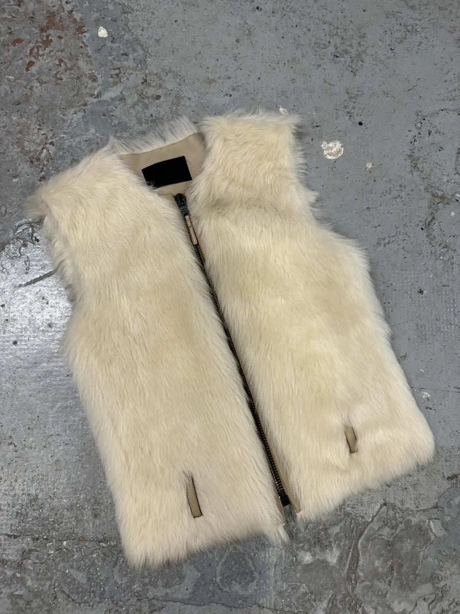 Prada Fur Creamy White Fur Leather Vest AGTQceH 6