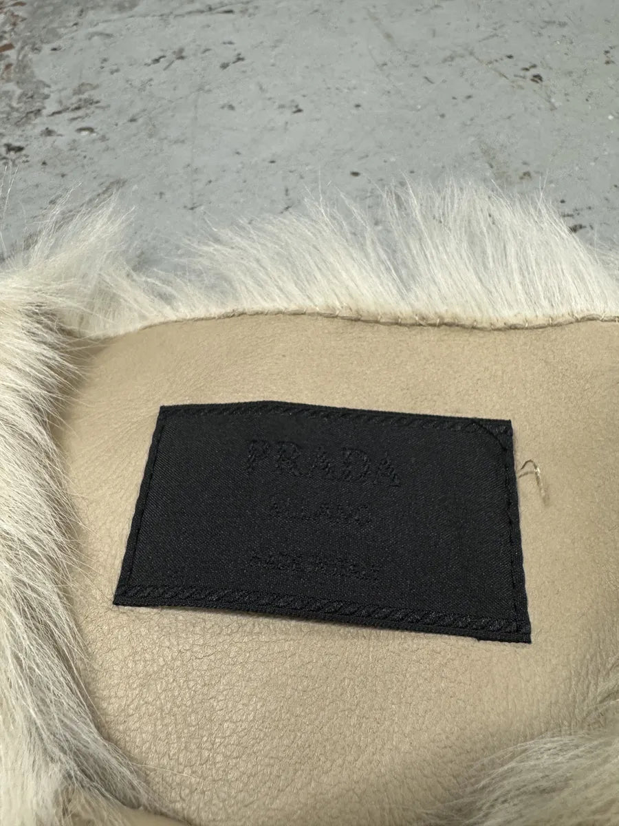 Prada Fur Creamy White Fur Leather Vest AGTQceH 9