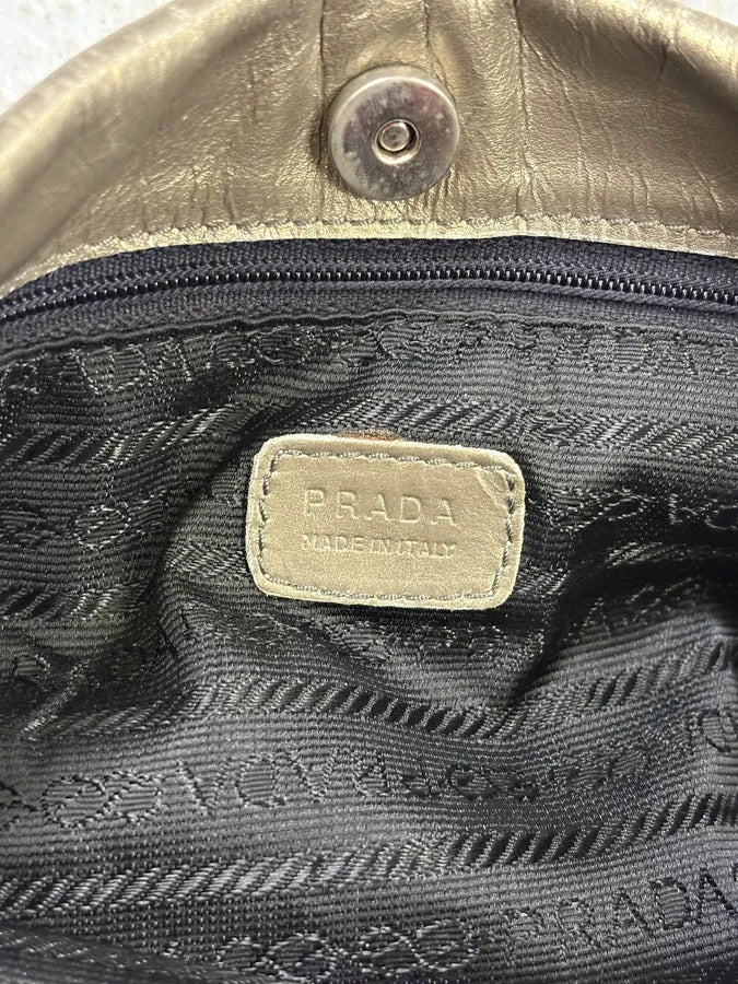 Prada Gold Leather Studded Shoulder Bag JvFWXht 6