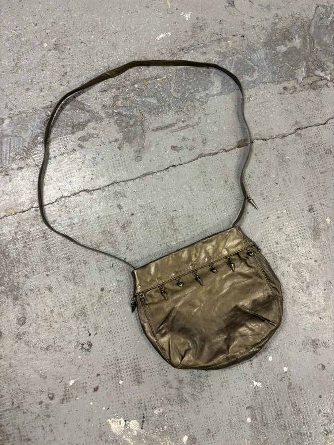 Prada Gold Leather Studded Shoulder Bag JvFWXht 2