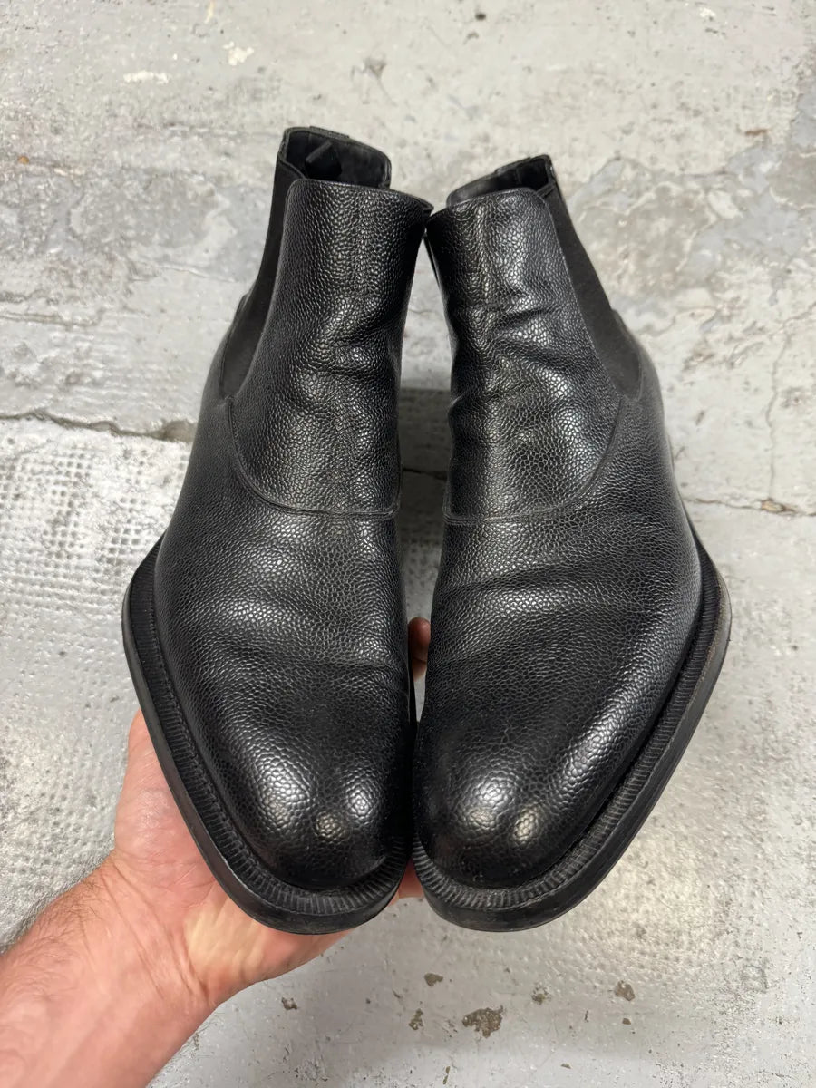 Prada Grained Leather Black Biker Boots hJBXPgz 1