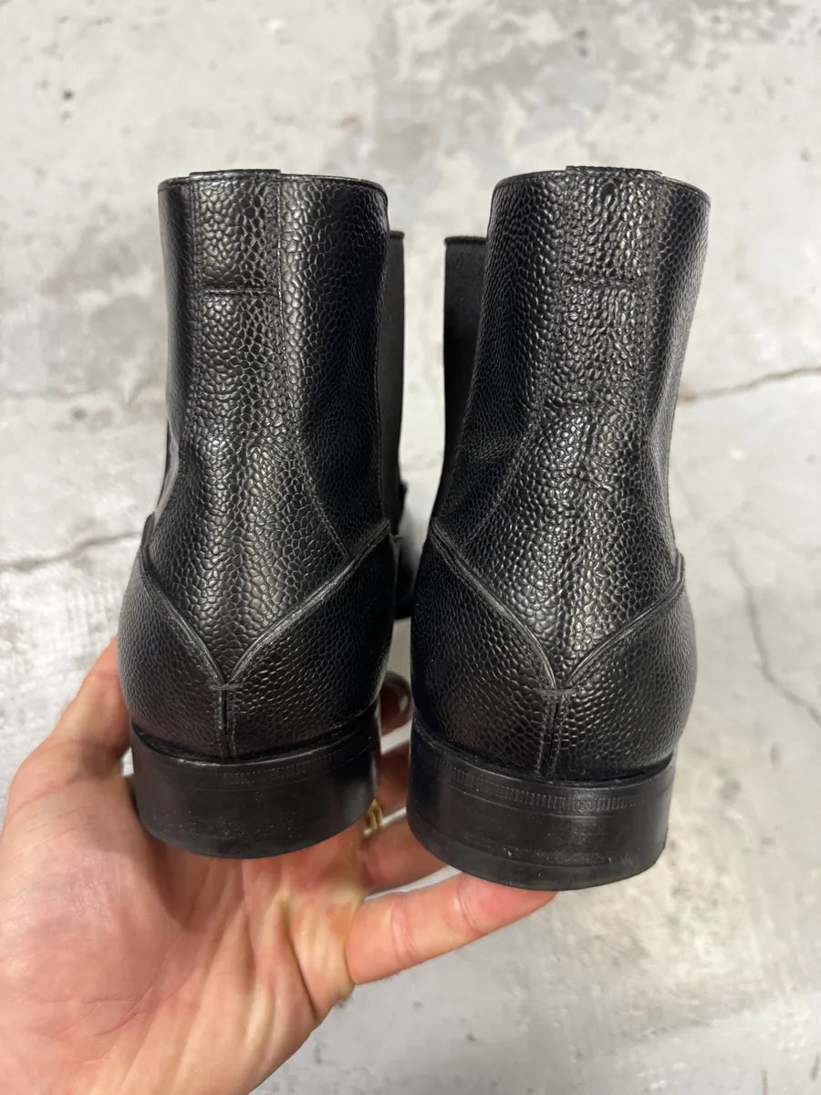 Prada Grained Leather Black Biker Boots hJBXPgz 3
