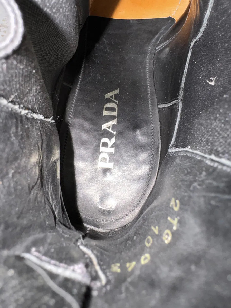 Prada Grained Leather Black Biker Boots hJBXPgz 6