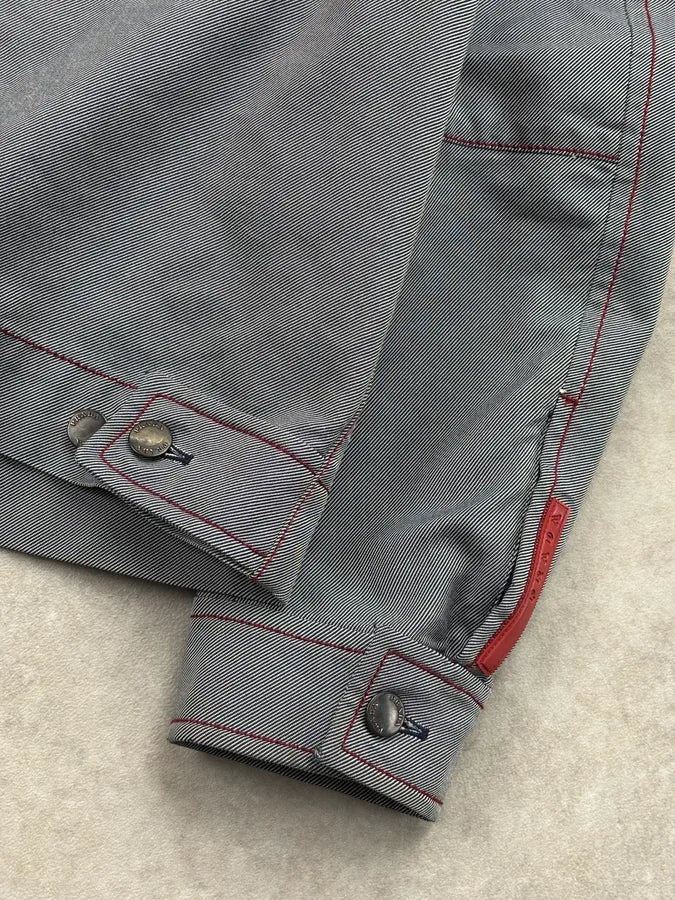 2000s Prada Grey Linea Rossa Motorcycle Harrington Jacket veFLEvJ 9