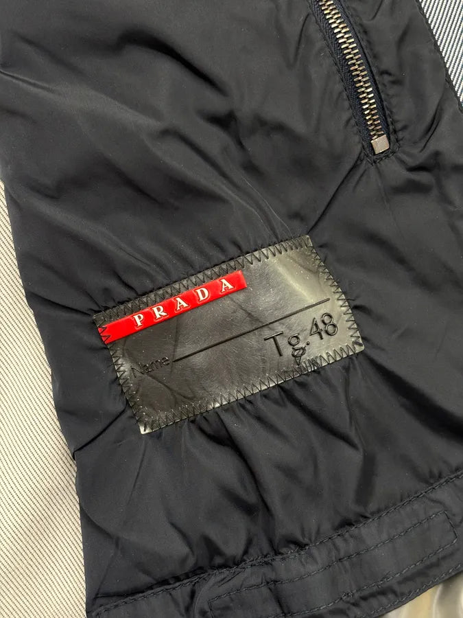 2000s Prada Grey Linea Rossa Motorcycle Harrington Jacket veFLEvJ 11