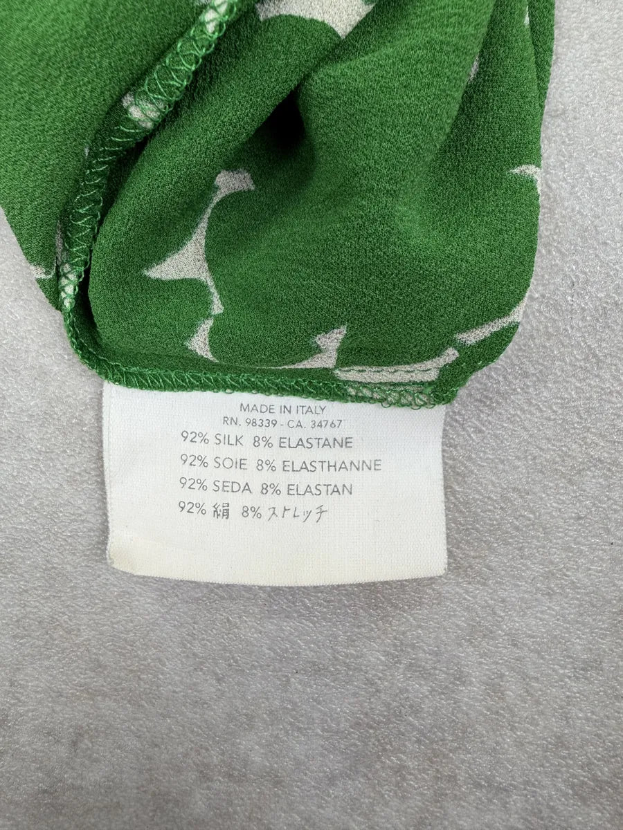2000s Prada Green Silk Deer Print Skirt hheOhtd 8