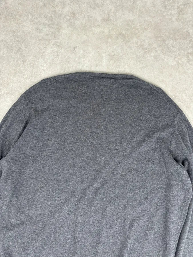 SS2010 Prada Grey Cotton Cashmere Red Logo Patch Sweater nuETSnm 5