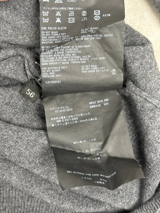 SS2010 Prada Grey Cotton Cashmere Red Logo Patch Sweater nuETSnm 9