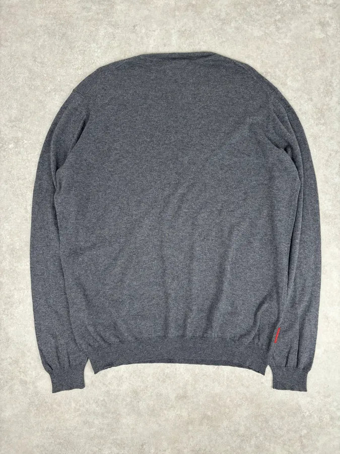 SS2010 Prada Grey Cotton Cashmere Red Logo Patch Sweater nuETSnm 4