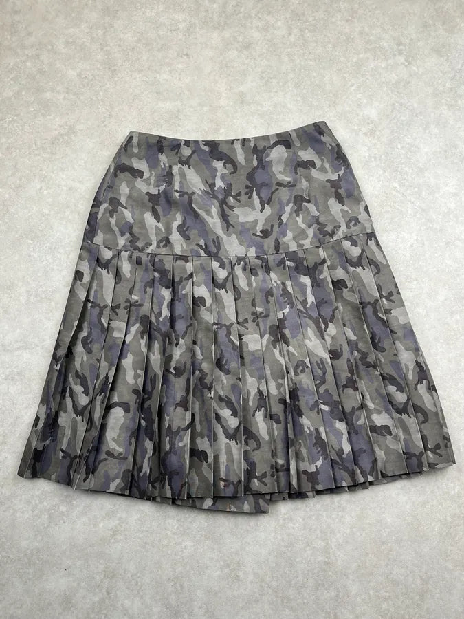 AW2010 Prada Grey Military Camo Plissed Skirt EHVuWKL 6