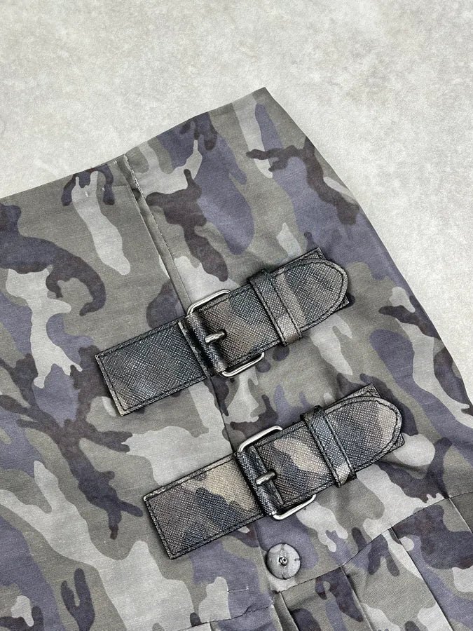 AW2010 Prada Grey Military Camo Plissed Skirt EHVuWKL 9