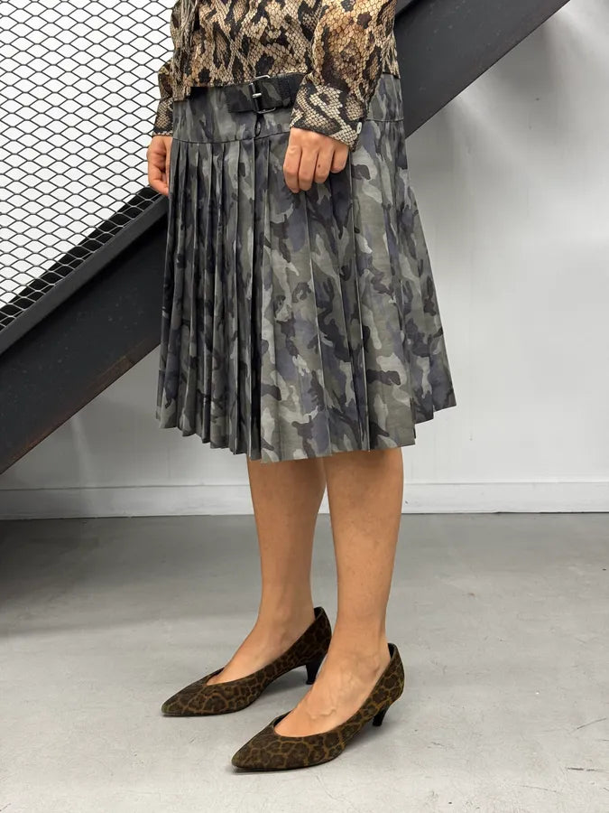 AW2010 Prada Grey Military Camo Plissed Skirt EHVuWKL 3