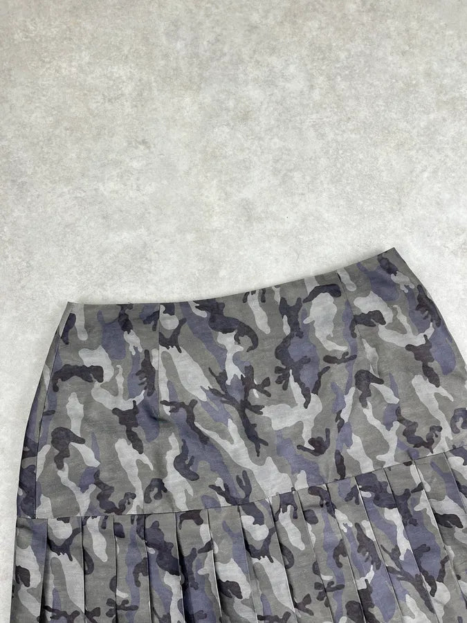 AW2010 Prada Grey Military Camo Plissed Skirt EHVuWKL 7