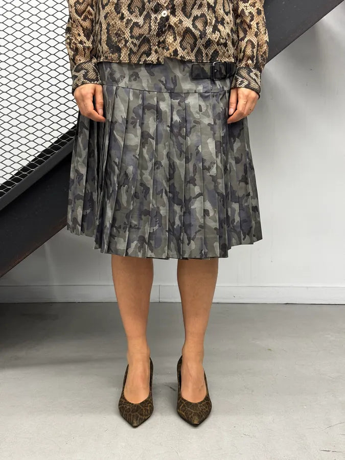 AW2010 Prada Grey Military Camo Plissed Skirt EHVuWKL 1