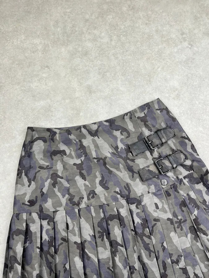 AW2010 Prada Grey Military Camo Plissed Skirt EHVuWKL 5
