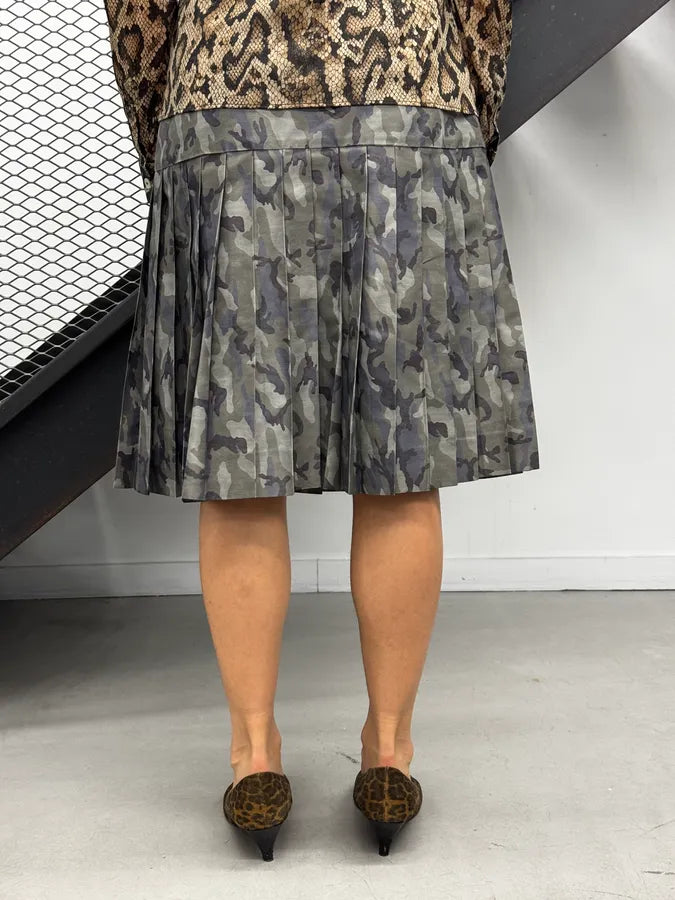 AW2010 Prada Grey Military Camo Plissed Skirt EHVuWKL 2