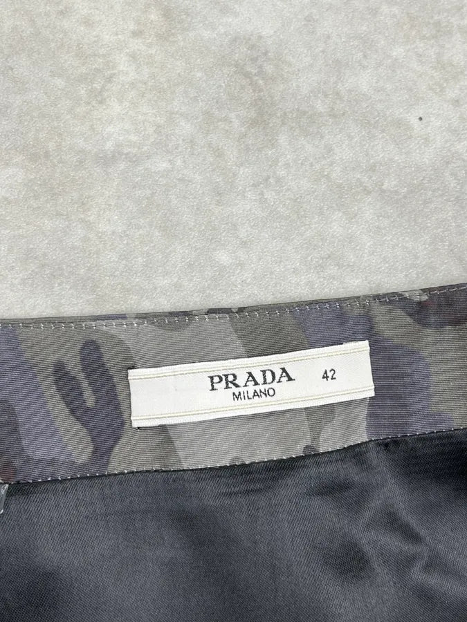 AW2010 Prada Grey Military Camo Plissed Skirt EHVuWKL 12