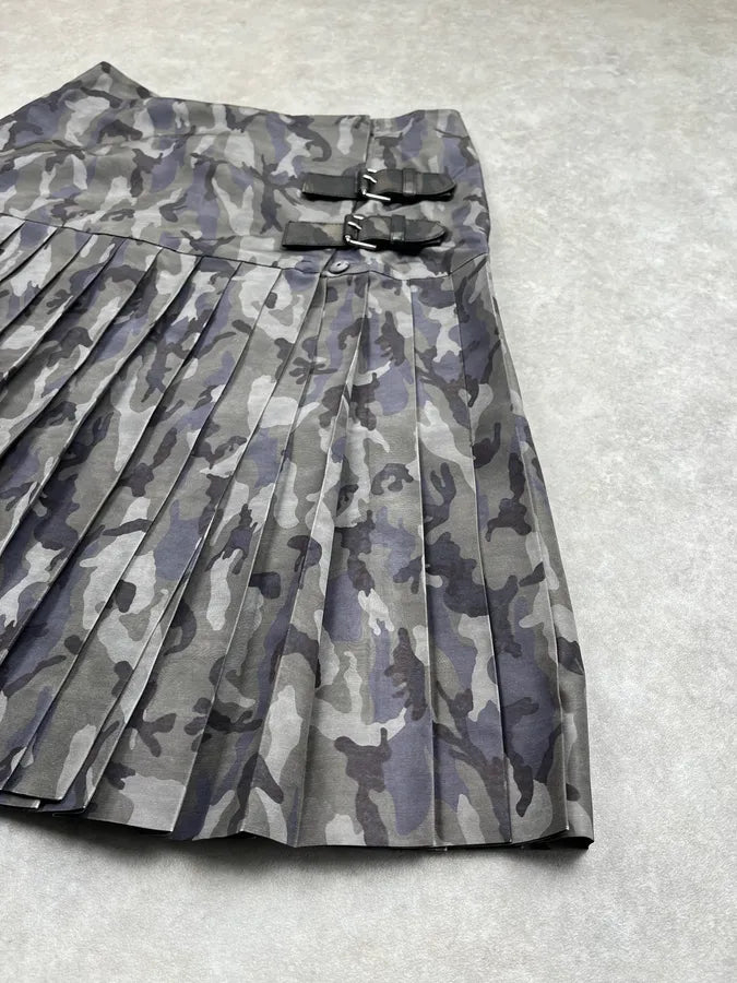 AW2010 Prada Grey Military Camo Plissed Skirt EHVuWKL 4