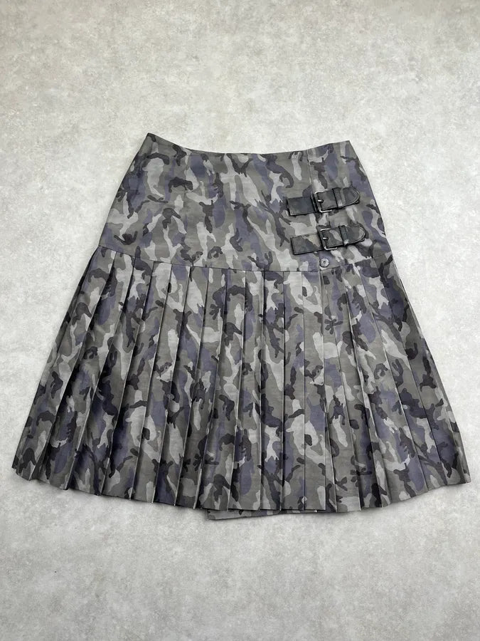 AW2010 Prada Grey Military Camo Plissed Skirt EHVuWKL 0