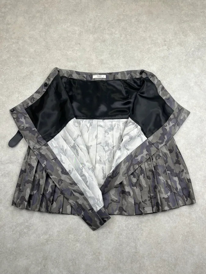 AW2010 Prada Grey Military Camo Plissed Skirt EHVuWKL 8