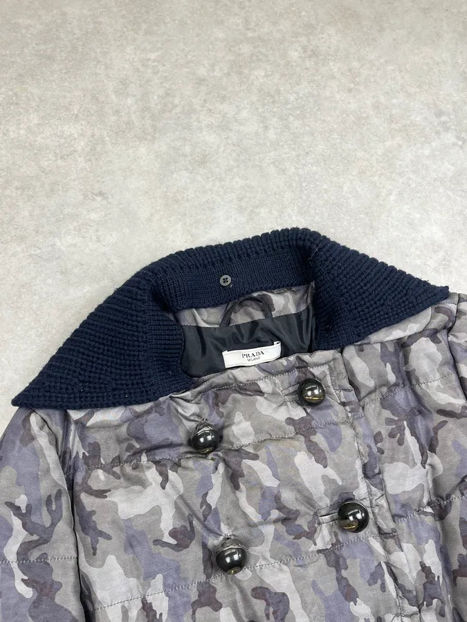 AW2010 Prada Grey Military Camo Puffer Long Coat TLdyLfp 4
