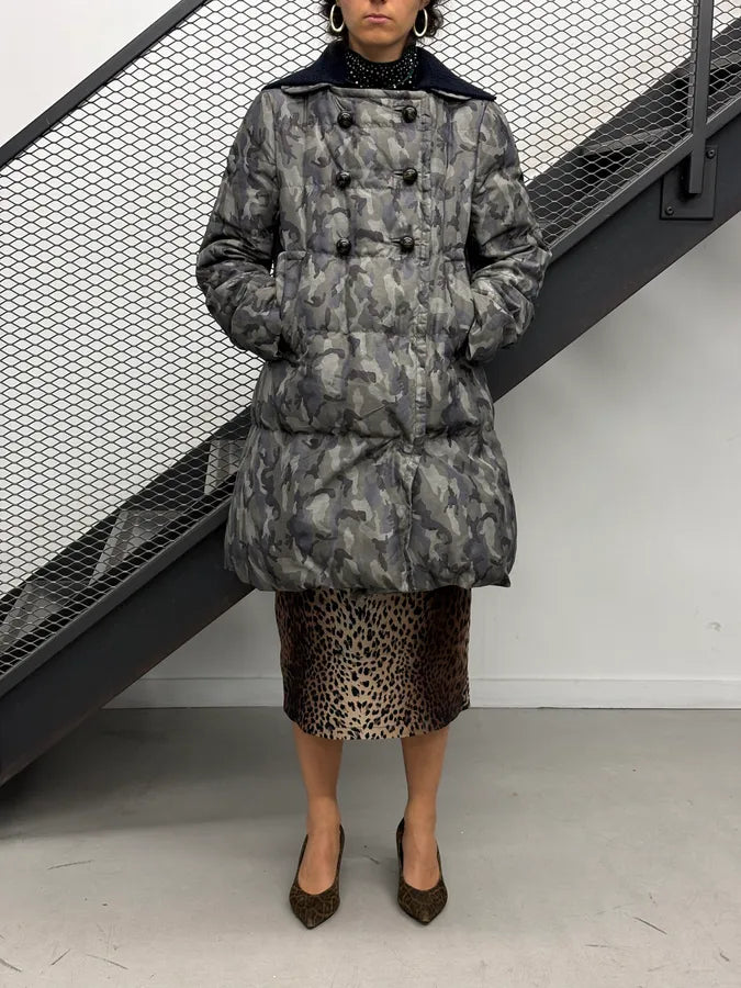 AW2010 Prada Grey Military Camo Puffer Long Coat TLdyLfp 1