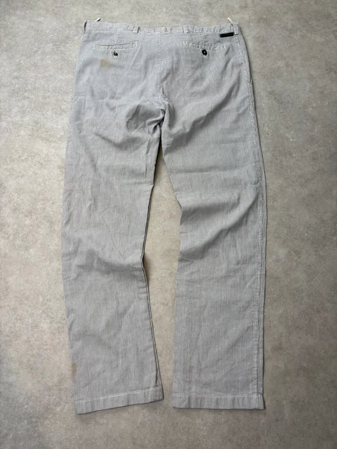 AW2006 Prada Grey Striped Cozy Pants  bMpoYgC 5