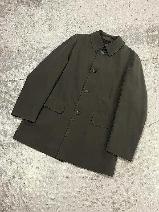 2000s Prada Olive Green Technical Nylon Long Classy Jacket TfQRxxp 3