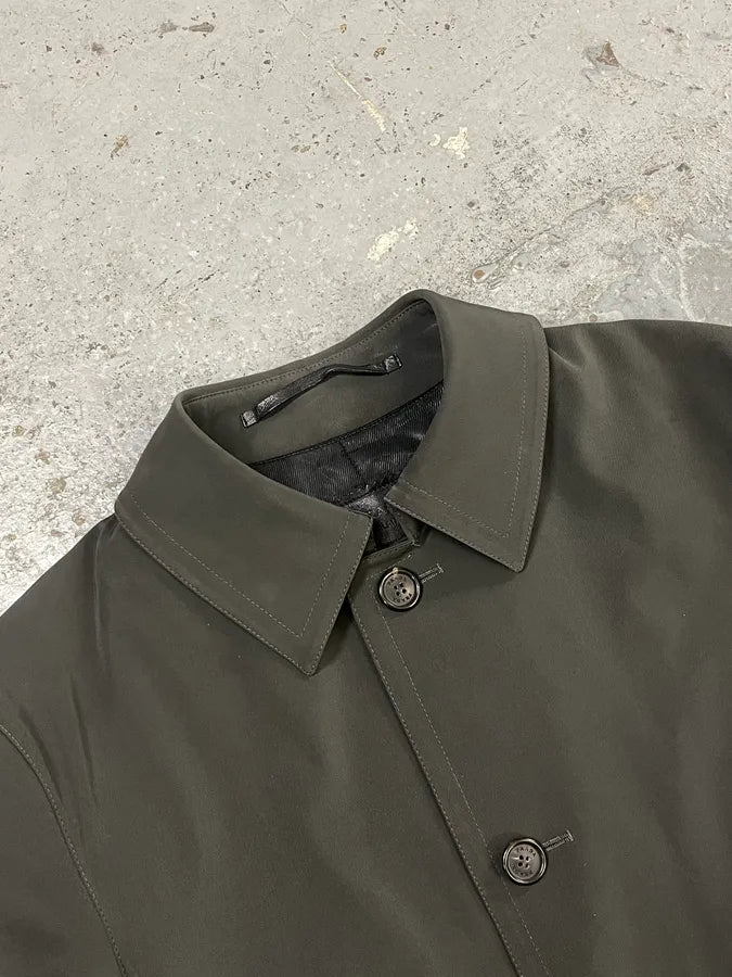 2000s Prada Olive Green Technical Nylon Long Classy Jacket TfQRxxp 4