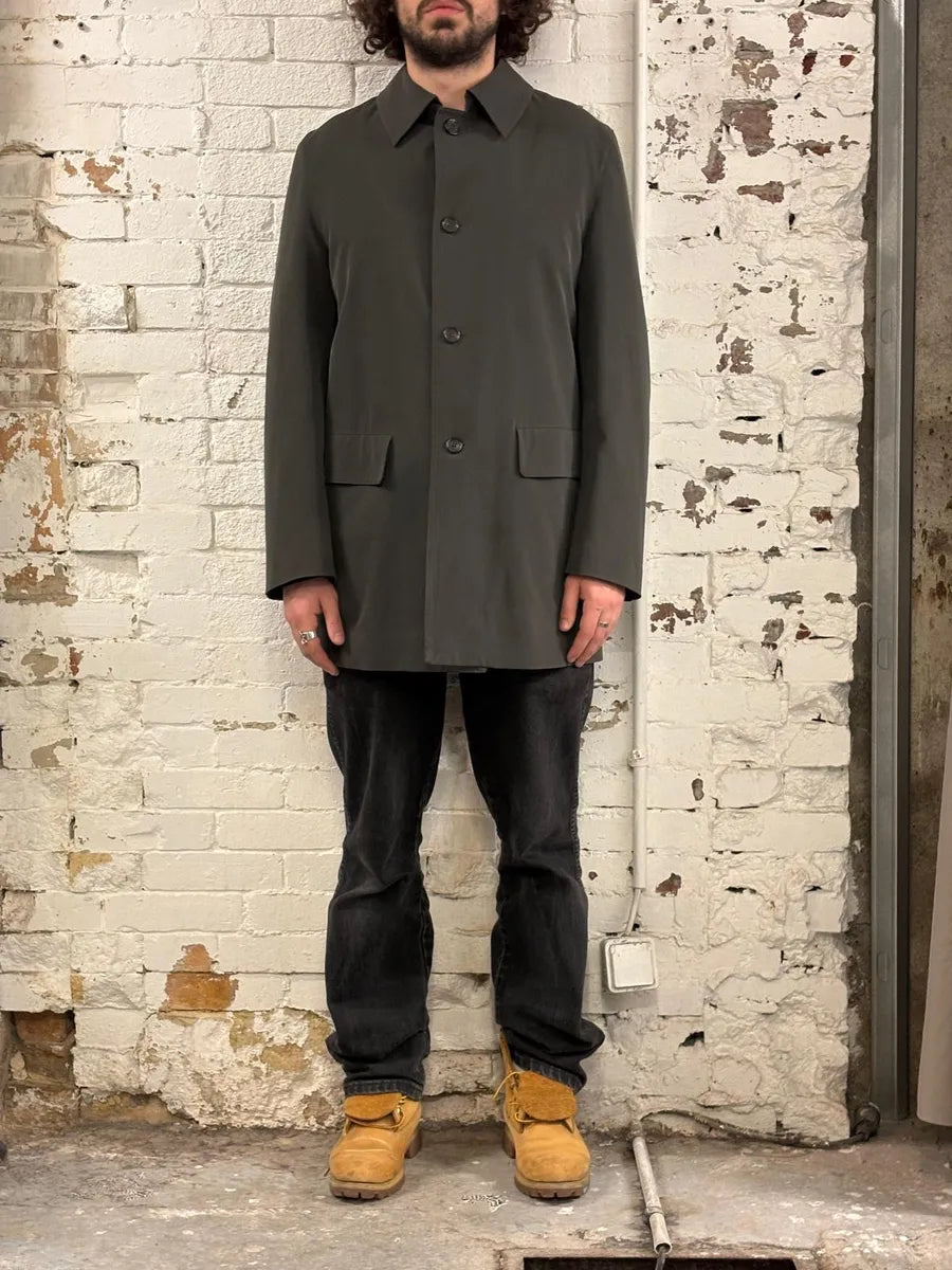 2000s Prada Olive Green Technical Nylon Long Classy Jacket TfQRxxp 1