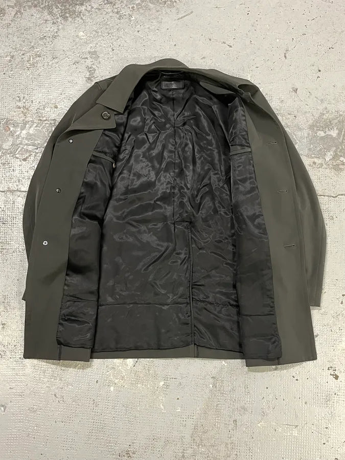 2000s Prada Olive Green Technical Nylon Long Classy Jacket TfQRxxp 8