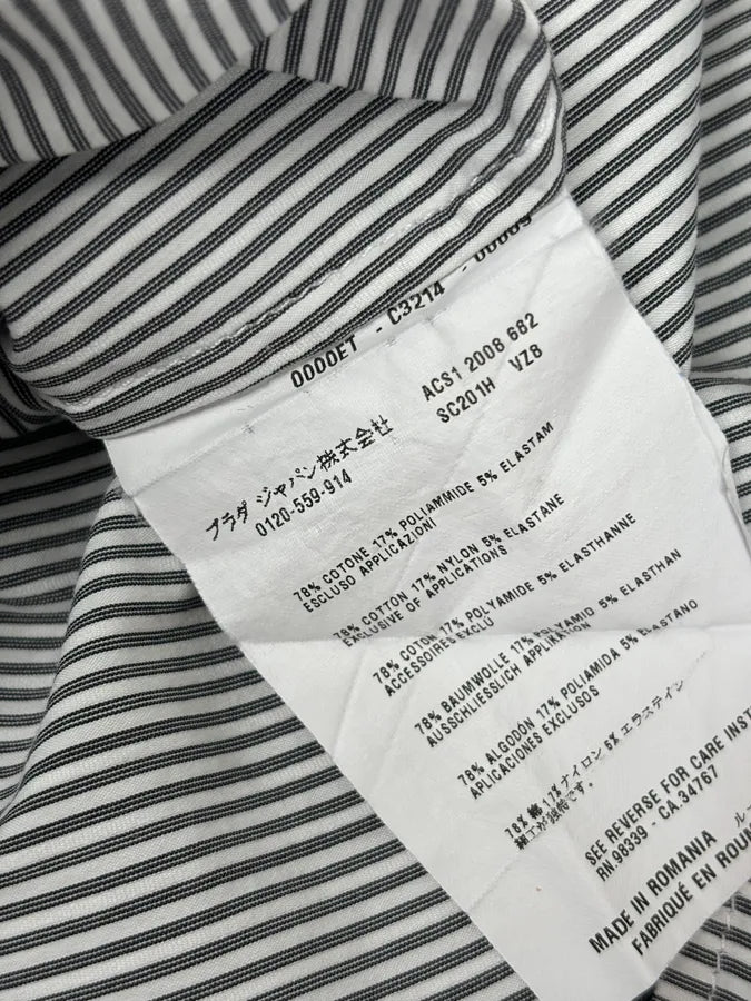 SS2008 Prada Grey & White Cotton Striped Shirt HgiODrc 8