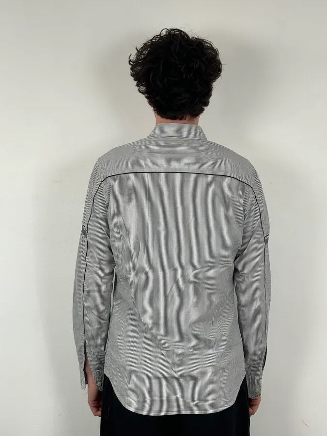 SS2008 Prada Grey & White Cotton Striped Shirt HgiODrc 2