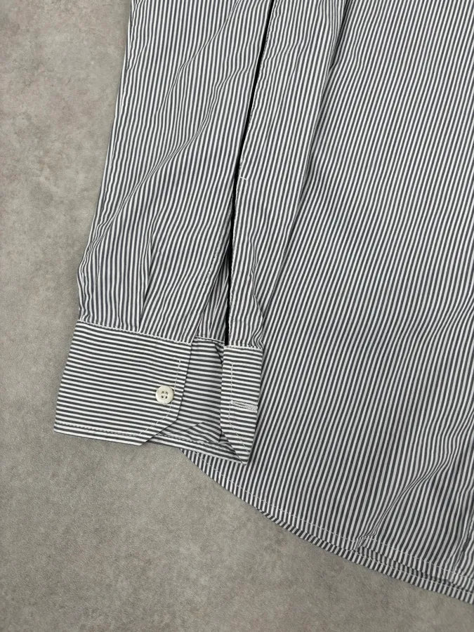 SS2008 Prada Grey & White Cotton Striped Shirt HgiODrc 6
