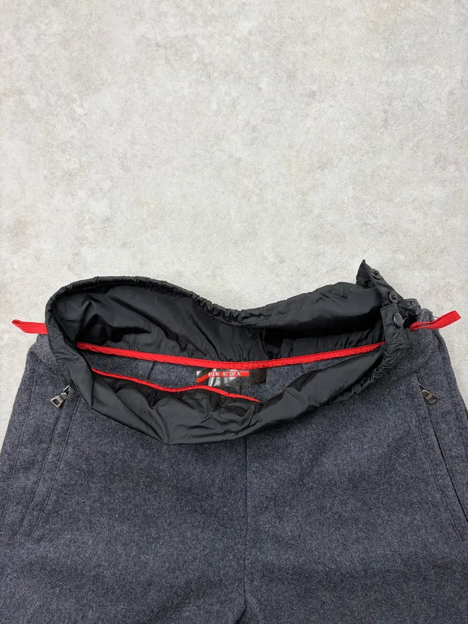 2000s Prada Grey Wool Linea Rossa Capri Pants xUmYOBT 7