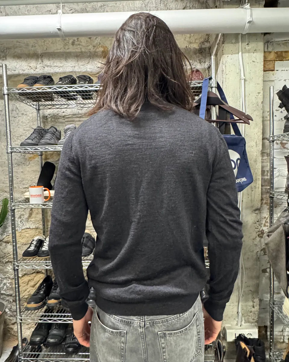 Prada Grey Wool Cardigan Buttoned Sweater (M) BrgvwSd 2