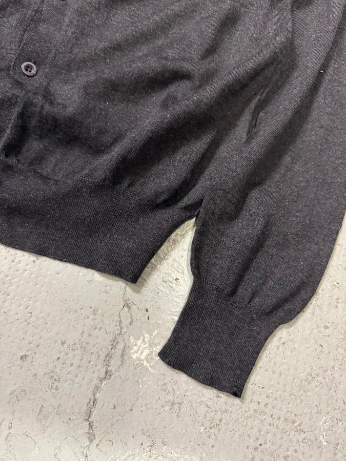 Prada Grey Wool Cardigan Buttoned Sweater (M) BrgvwSd 3