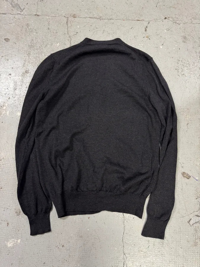 Prada Grey Wool Cardigan Buttoned Sweater (M) BrgvwSd 4