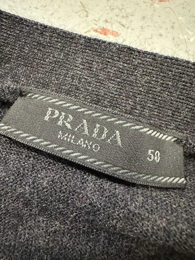 Prada Grey Wool Cardigan Buttoned Sweater (M) BrgvwSd 7