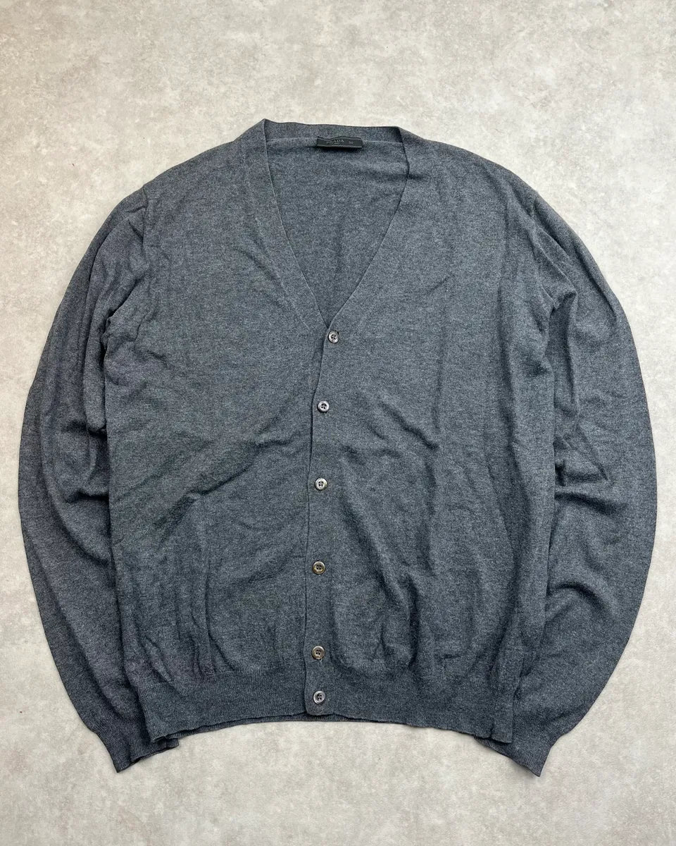 Prada Grey Wool Cardigan Sweater fxgOzzB 3