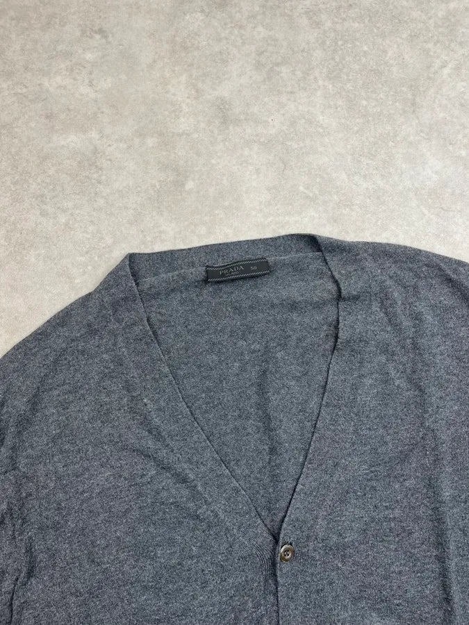 Prada Grey Wool Cardigan Sweater fxgOzzB 5