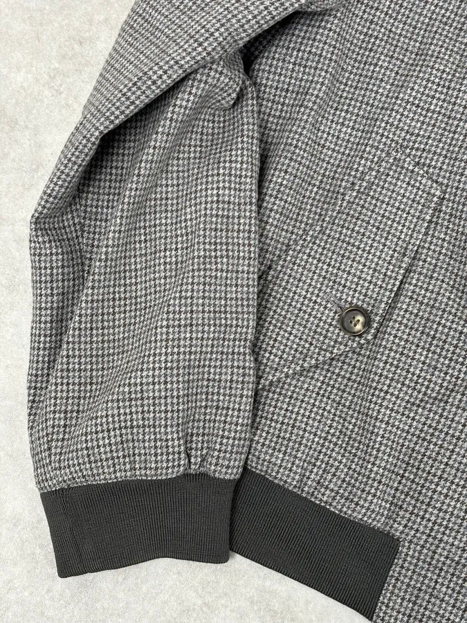 2000s Prada Grey Wool Houndstooth Jacket XcIxDbc 7