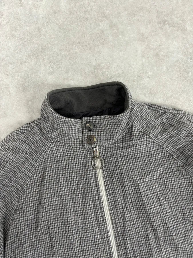 2000s Prada Grey Wool Houndstooth Jacket XcIxDbc 3