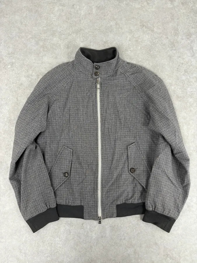 2000s Prada Grey Wool Houndstooth Jacket XcIxDbc 0