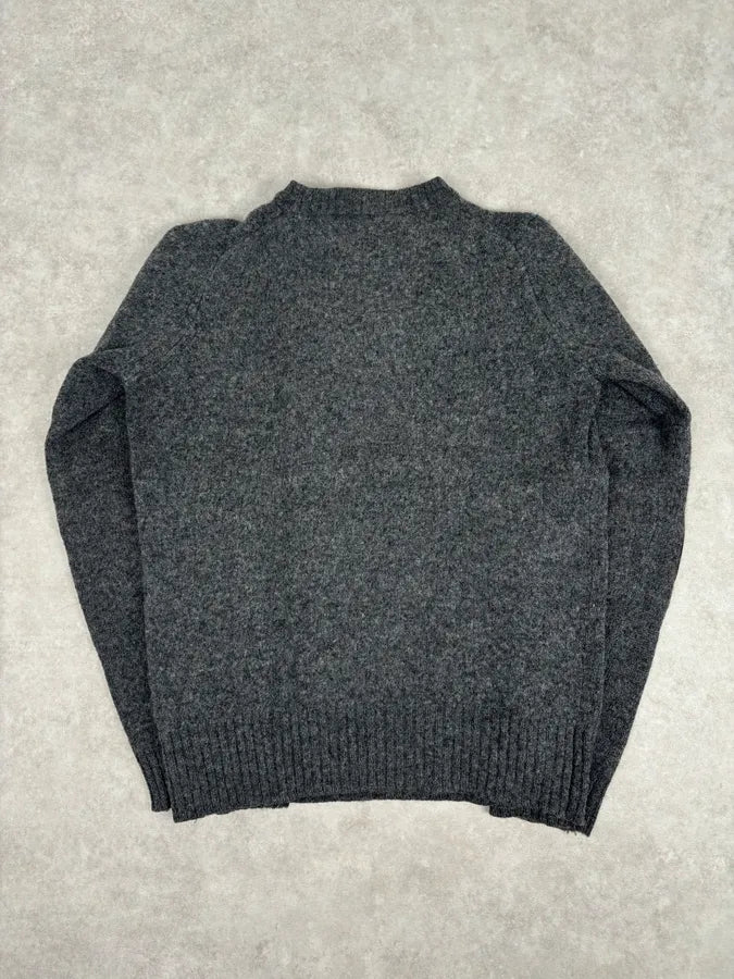 2000s Prada Grey Wool Leather Elbow Patch Sweater VOYaeOE 4